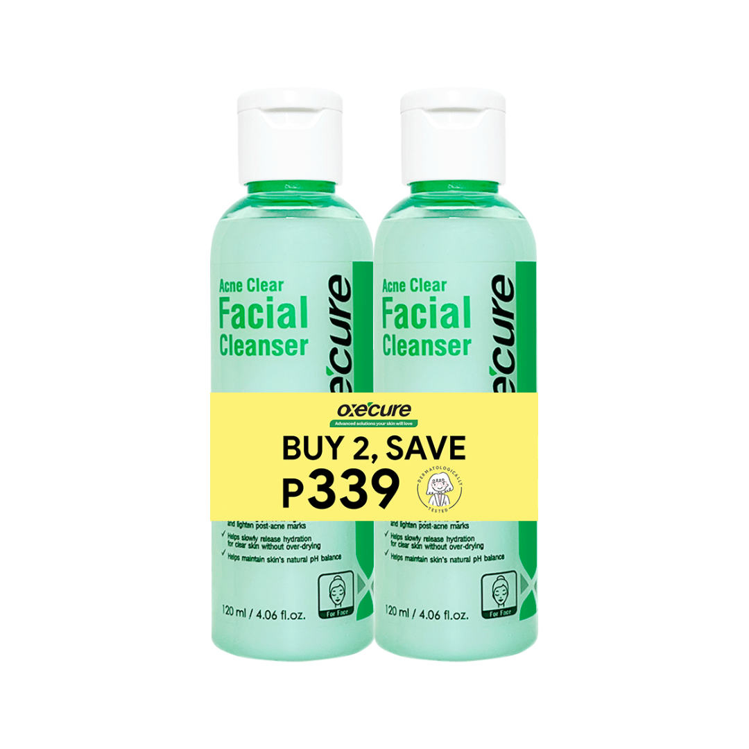 OXECURE Acne Clear Facial Cleanser 120ml Duo (Expiring Nov 2025)